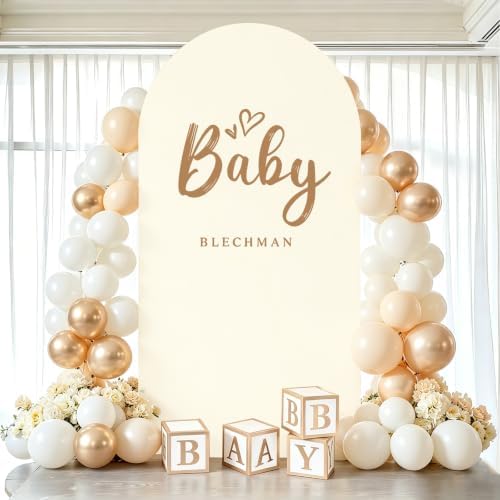 6FT Arch Backdrop Stand and Beige Cover Set,Balloon Arch Stand - Image 2