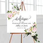Personalized Horizontal Light Pink Floral Wedding Welcome Sign, Customized Rehearsal Dinner Couples Shower Anniversary Party Welcome Poster Board Canvas - Image 2