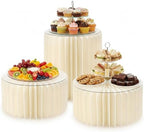 Buffet Risers for Party, Shape&Use 3PCS Round Cream White Cake Stands, Foldable Pedestal Dessert Table Risers for Wedding, Birthday, Anniversary Decor, 11.8in Dia. (15.7/7.9/7.9in H) with Storage Bag by Unknown