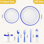 Goodluck 700 Pcs Clear Blue Plastic Plates Disposable for Party 100 Guests - Image 4
