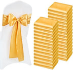 VEVOR Satin Chair Sashes Bows, Chair Ribbon Ties Back Sash, 7 x 108 inch, Wedding Reception Decoration, for Wedding Ceremony Baby Shower Party Events Banquet Cover Decoration (Gold, 100pcs) by VEVOR