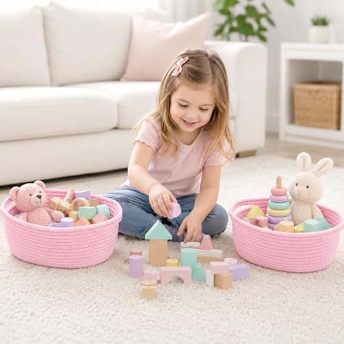 Actmuen Small Woven Gift Baskets, 12 Pack Pink Rope Baskets with Gift Bags - Image 5