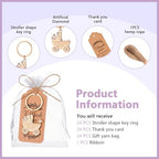 50 Pieces Baby Carriage Shape Keyring/keychain for Baby Boy or Girl Shower,Gender Reveal Party Decorations,Game Prizes, Favors,Gift,Decor,Souvenirs to Guests Bulk with Thank You Tags and Gift Bags - Image 3