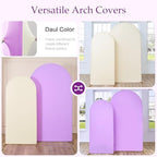 Ivory Purple Arch Backdrop Cover Set of 2-7.2ft 6ft Dual Color Wedding Arch Cover-Wrinkle Free Stretchy Spandex Cream Lavender Fitted Chiara Arch Stand Cover for Birthday Party Photo Photography - Image 2