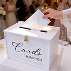 Extra Large Card Box with Lock & Slot, Elegant White Wedding Card for Reception Money Gift Envelope Cards, Spacious Gift Cards Holder Box for Party Graduation Baby Bridal Shower Table Decor - Image 3