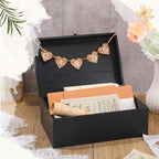 Geelin Wooden Wedding Card Box with Letter Flag Rustic,Black - Image 3