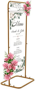 Wedding Welcome Sign Stand Square Wedding Backdrop Stand 4.9FT Tall, Easel Stand for Wedding Sign Poster Gold Metal Floor Poster Sign Stand for Welcome Sign Guest List Directory Stand - Image 7
