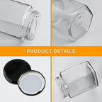 12 Pack 16 oz Hexagon Glass Honey Jars with Black Lids - Image 3