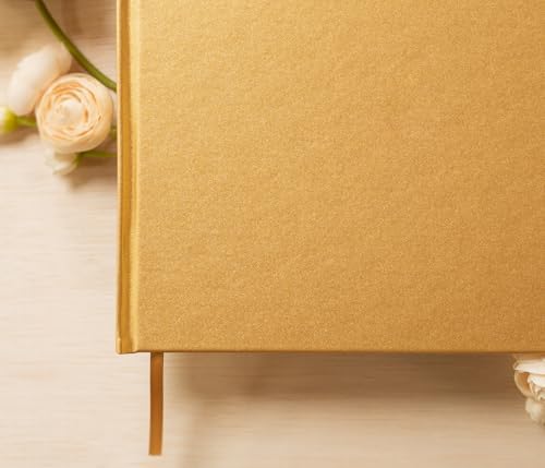 MUUJEE Personalized Guestbook in Gold - Premium Custom Modern Guest Book for Wedding Reception, Birthday Party or Events w/Bookmark Blank Pages for Signing 11.5 x 8.5 inches - Image 4