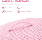 Sea Team Oval Storage Basket, Woven Cotton Rope Basket with Lid, Pink - Image 4