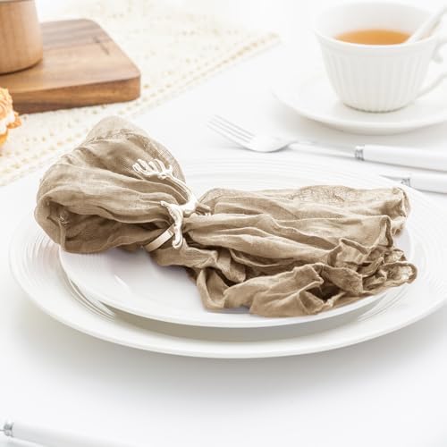 60 Pack Sand Cheesecloth Napkins 21x21 Inches Sand Cloth Napkins Set of 60 Washable Dinner Table Napkins for Wedding Rustic Boho Cotton Gauze Party Bridal Baby Shower Family Gathering Table Decor - Image 5