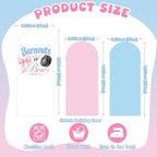 3PCS Burnouts or Bows Gender Reveal Decorations Arch Backdrop Cover 5ft 6ft Stretch Spandex Pink Blue Burnouts or Bows Backdrop for He or She Gender Reveal Baby Shower Party Supplies Photo Props - Image 2