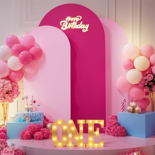 Pink Arch Backdrop Cover Set of 3 Wedding Arch Covers Stretchy Backdrop Baby Shower Birthday Party Hot Pink Arch Cover 6FT 6.6FT 7.2FT Arch Backdrop Stand Cover Spandex Bridal Shower Decoration by LittleFunny