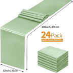 SiinvdaBZX 24 Pcs Sage Green Satin Table Runner 12 x 108 inches Long - Image 4
