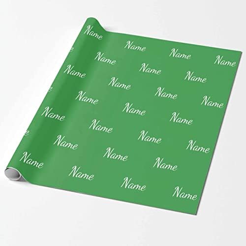 MyPupSocks Personalized Text Wrapping Paper, Custom Logo Gift Wrapping Paper Roll with Printed Name Green for Friend Grandma Grandpa Birthday Wedding Christmas Gifts 5 Rolls - Image 2