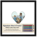 CountryArtHouse Signature Keepsake Frame - Heart Shaped Mat Window - Black Wood Genuine Hardwood 20x20 8x8 Photo - Light Gray Border Mat - Gel Pens Included for Guest Signing by CountryArtHouse