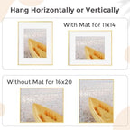 FLYJOE 16x20 Metal Picture Frame For Wall With Mat For 11x14, 16''x20'' Aluminum Photo Frames With Tempered Glass For Home Decor, Minimalist Modern Poster Frame Horizontal And Vertical Formats, Gold - Image 3