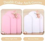 White Pink Arch Backdrop Cover Set of 3 Wedding Arch Covers Stretchy Backdrop 7.2FT 6.6FT 6FT Decorations Baby Shower Bridal Shower Photo Birthday Party Arch Stand Cover Spandex - Image 2