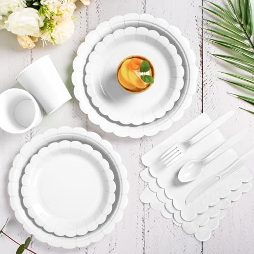 Vyntra 350 Pcs White Paper Plates and Napkins Party Supplies - Image 5