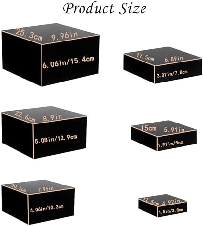 Metal Buffet Risers,6PCS Food Risers for Buffet Table 5in to 10in Display Stand for Catering Dessert Black Cube Boxes Nesting Risers with Hollow Bottoms (Matte black, 6P-Square(5IN to 10 IN)) - Image 5