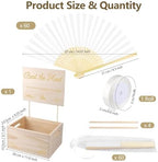Aodaer White Paper Fan Set 60 Pack Folding Hand Fans with Organza Gift Bags Wooden Storage Box Display Sign and White Ribbon Handheld Fan for Wedding Favors Bridal Shower Party Supplies - Image 2