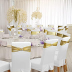 Babenest 50PCS Spandex Chair Sashes Bows with Buckle Metallic Gold - Image 4