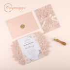 50pcs Pink Wedding Invitations Personalized with Envelopes and RSVP Cards Blank Laser Cut Hollow Flower Invitation Kits Butterfly Invitations for Engagement Wedding Birthday Party Bridal Shower - Image 3
