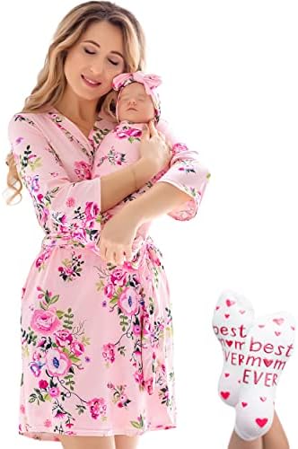 Mommy and Me Robe and Swaddle Set | Maternity Robe Matching Baby Girl, Boy by ECOBABYMadeWithLove
