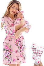 Mommy and Me Robe and Swaddle Set | Maternity Robe Matching Baby Girl, Boy by ECOBABYMadeWithLove