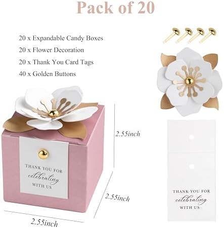 FEIYI 20 PCS Favor Boxes, Dusty Rose Candy Boxes 2.55x2.55x2.55 - Image 2