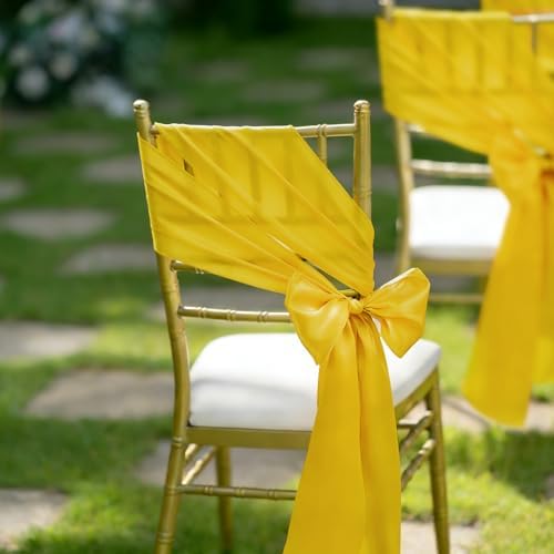 fani Gold Satin Chair Straps Bows,120 PCS 7x108 Inch,Chair Sash - Image 6