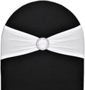 50pcs White Spandex Chair Sashes with Buckle for Wedding Party Banquet Birthday Anniversary Ceremony Reception Celebration Decoration Elastic Stretchable Chair Cover Bow Ribbons by SweetEasy