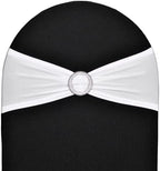 50pcs White Spandex Chair Sashes with Buckle for Wedding Party Banquet Birthday Anniversary Ceremony Reception Celebration Decoration Elastic Stretchable Chair Cover Bow Ribbons by SweetEasy