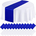 Queekay 24 Pcs 84'' Round Plastic Tablecloth 12 x 108'' Satin Table Runners Set White Plastic Table Covers Round Waterproof Cloths for Wedding Party Decor Baby Shower Birthday(Royal Blue) by Queekay