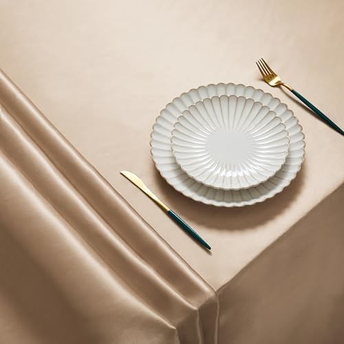 6 Pack Satin Table Cover Rectangle, 60 x 102 Inches, Peach - Image 3