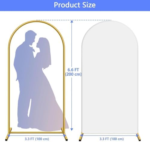 HEMMOTOP Metal Arch Backdrop Stand and Cover Set, White, 6.6 ft - Image 5