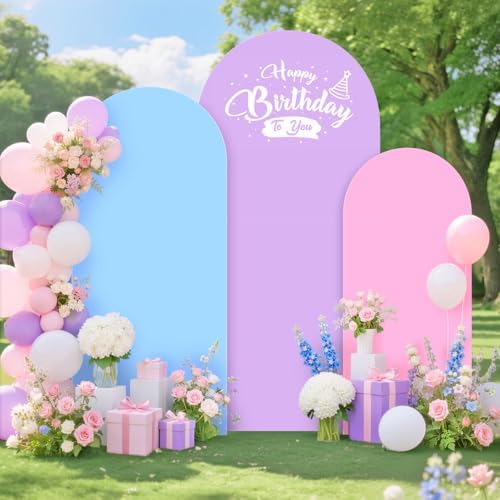 Arch Covers Stretchy Backdrops Set of 3 Wedding Arch Backdrop Cover 7.2FT 6.6FT 6FT Rainbow Arched Stand Cover Chiara Backdrop Covers Arches Spandex for Baby Shower Graduation Wedding Arches Decor by PATYDEST