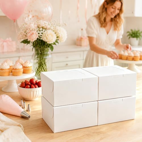80 Pack White 6x6x3 Bakery Boxes with Window, for Treats and Pastries - Image 5