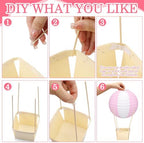 Rossesay 12 Sets Hot Air Balloon Decorations DIY Paper Lanterns Baby Shower Table Centerpieces Wooden Basket with Sticks for Gender Reveal, First Birthday Party, Wedding, Graduation(Pink) - Image 3