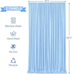 10ft x 15ft Baby Blue Wrinkle Free Backdrop Curtains for Wedding Party Backdrops Curtain Drapes Fabric Decorations Photo Back Drop Cloth for Baby Shower Photography Stage Reception - Image 5