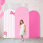 3Pcs Pink Arch Backdrop Cover Pink Stretchy Arch Backdrop Stand Cover Cartoon Cat Bow Spandex 4ft 5ft 6ft Background Covers Cute Spot Photos Prop Covers for Wedding Bridal Baby Shower Photo Decoration - Image 5