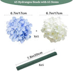 65Pcs Whiteblue Hydrangea Artificial Flowers Bulk，Realistic Silk Fake Flowers with Stems，Faux Hydrangea Flowers for Wedding Home Decor Centerpieces Living Room Party Baby Shower Decoration - Image 3