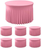 Fitted Pink Spandex Table Skirts for Wedding Party,60 Inch Round,6 Pack by HolidayIdeas