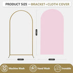 Arch Backdrop Stand and Cover Set, Metal Balloon Arch Backdrop 6.6ft, Gold Arched Stand Frame for Wedding, Parties,Birthday, Backdrop Decorations (Pale Pink,6.6ft) - Image 2