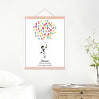 Customized Baby Shower Guest Book Alternative Little Boy and Balloons Painting Primera Communion Gifts DIY Fingerprint Signing Book with Wooden Hanger Ready to Hang-80x120cm - Image 4