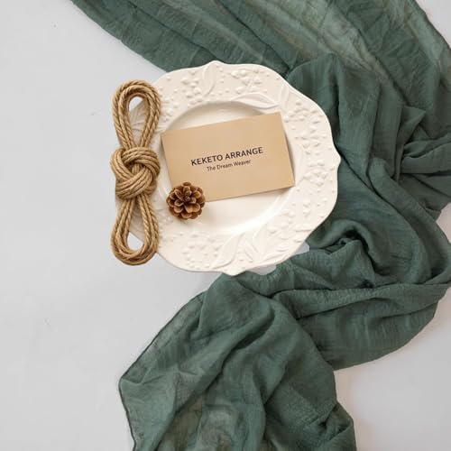 10Pcs Forest Green Cheesecloth Table Runner 120 Inches for Party Home Decor - Image 5