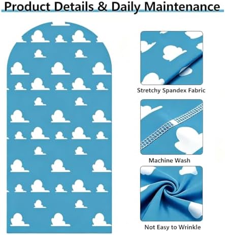 Arch Backdrop Cover Blue Sky White Clouds Toy Theme Party Chiara Arch Backdrop Cover Stretch Spandex Arch Frame Cover for Baby Shower boy Birthday Party Photo Booth Decorations (6.6FT) - Image 7