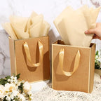 Yeaqee 50 Pcs Metallic Paepr Gift Bags Bulk with Handles,Kraft and Gold - Image 5