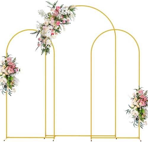 Wokceer Wedding Arch Backdrop Stand 7.2FT,6FT,6FT Gold Metal Arch Stand Set by Wokceer