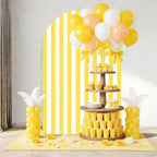 FiVan 7.2x4ft Arch Covers Stretchy Yellow Stripes Backdrop for Birthday Baby Shower Party Decoration Baptism Background Props - Image 4